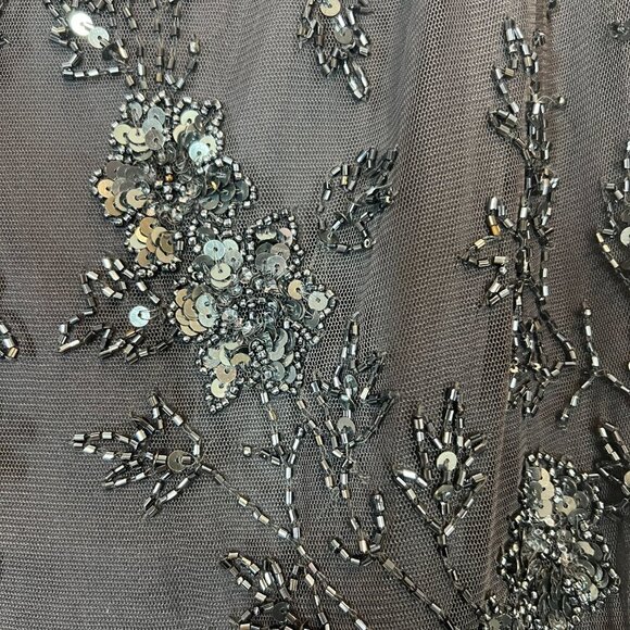 Gray Cocktail Party Dress Beaded Sequin Formal 10 - Picture 6 of 12